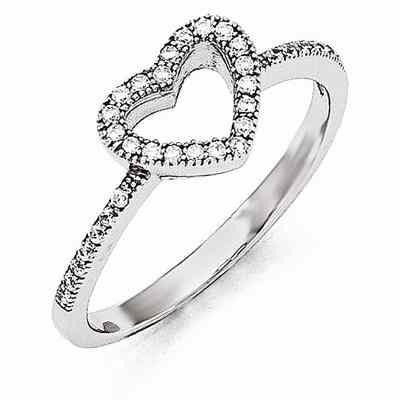 Sterling Silver CZ Heart Ring -  - QGRG-QMP922