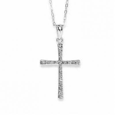 Sterling Silver Diamond Mystique Cross Necklace -  - QG-QDF112