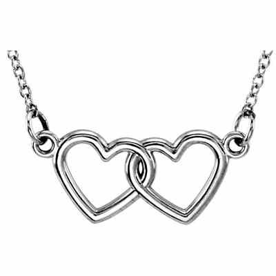 Sterling Silver Double Heart Necklace -  - STLPD-65792SS