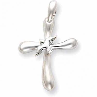 Sterling Silver Dove Cross Pendant -  - QGPD-QC4348