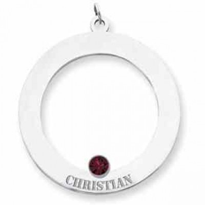 Sterling Silver Family Circle Pendant with 1 Stone -  - QMP111SS