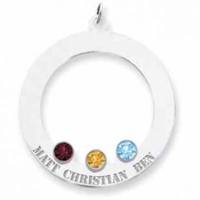 Sterling Silver Family Circle Pendant with 3 Stones -  - QMP113SS