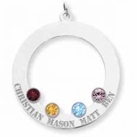 Sterling Silver Family Circle Pendant with 4 Stones
