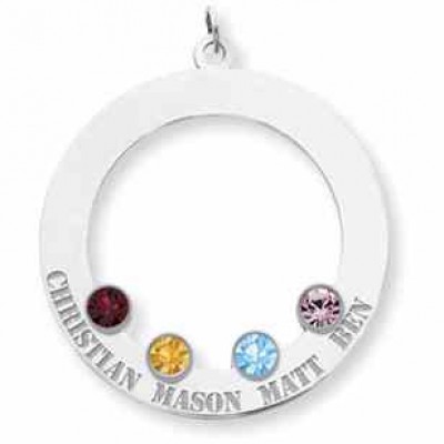 Sterling Silver Family Circle Pendant with 4 Stones -  - QMP114SS