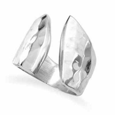Sterling Silver Hammered Open Design Ring -  - MMARG-83465