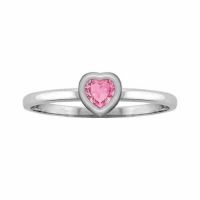 Sterling Silver Heart-Cut Pink Tourmaline Bezel-Set Ring