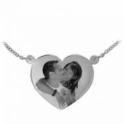 White Gold Heart Shaped Black and White Photo Necklace