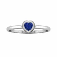 Heart-Cut Blue Sapphire Bezel-Set Ring, White Gold
