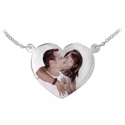 Sterling Silver Heart Shaped Color Photo Necklace -  - JAPD-C91227C-SS
