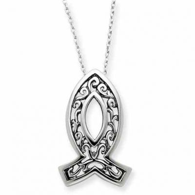 Sterling Silver Icthus Necklace -  - QG-QSX355