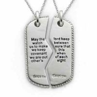 Sterling Silver Military Dog Tag Pendant w/  Prayer Inscription for 2