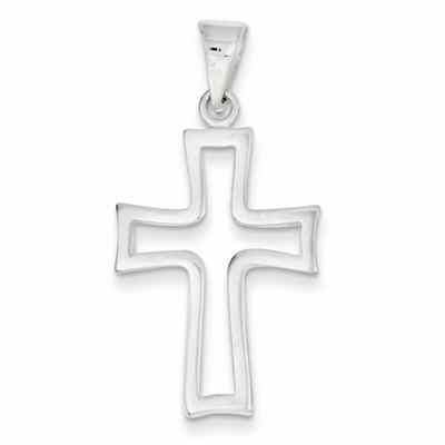 Sterling Silver Outlined Cross Pendant -  - QGCR-QC7923