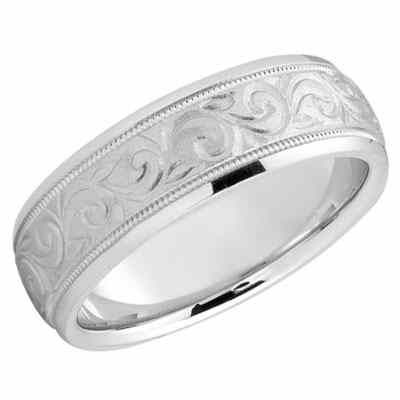 Sterling Silver Paisley Swirls Wedding Band Ring -  - USWB-M691SS