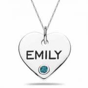 Sterling Silver Personalized Gemstone Heart Pendant