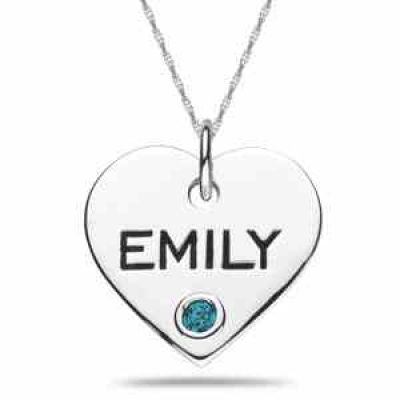 Sterling Silver Personalized Gemstone Heart Pendant -  - ML-F173SS