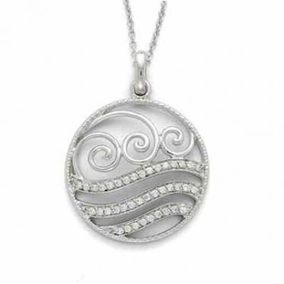 Sterling Silver Serenity Pendant with CZ Accent -  - QG-QSX312