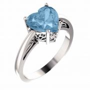 Sterling Silver Sky Blue Topaz Heart-Shaped Ring