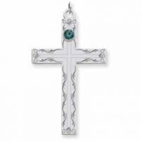 Sterling Silver Swirl Cross Family Pendant with 1 Stone