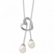 Sterling Silver Two Become One Pearl Necklace