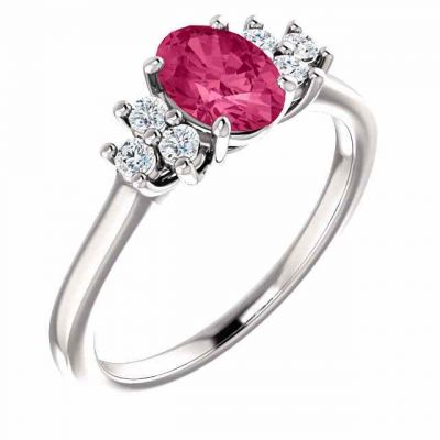 Swarovski Pure Pink Topaz Diamond Trinity Ring -  - STLRG-71604PT