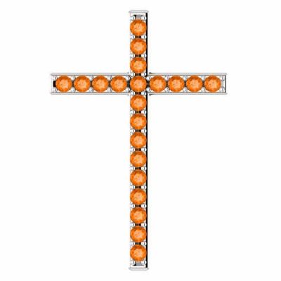 Sweet Myrrh Orange Topaz Cross Pendant in White Gold -  - STLCR-R42337OTW