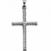 Twisted Rope Cross Pendant 14K White Gold
