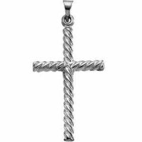 Twisted Rope Cross Pendant 14K White Gold