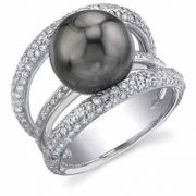 Tahitian Pearl & Diamond Eternity Ring