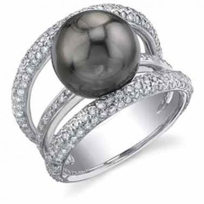 Tahitian Pearl & Diamond Eternity Ring -  - tring20