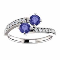 Tanzanite and CZ Two Stone "Only Us" Ring in Sterling Silver