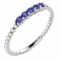 Silver Tanzanite Stackable Beaded Ring