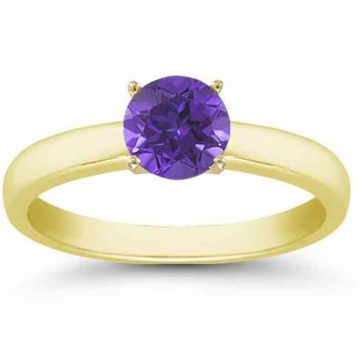 Tanzanite Gemstone Solitaire Ring in 14K Yellow Gold -  - AOGRG-TZ14KY