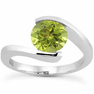 Tension Set Peridot Ring, 14K White Gold - - US-ENR7806PDW Tension Set Peridot Ring, 14K White Gold - - US-ENR7806PDW