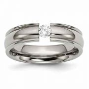 Tension-Set Titanium and Diamond Wedding Band Ring