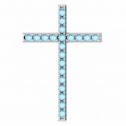 The Lord is My Shepherd Aquamarine Cross Pendant in Sterling Silver