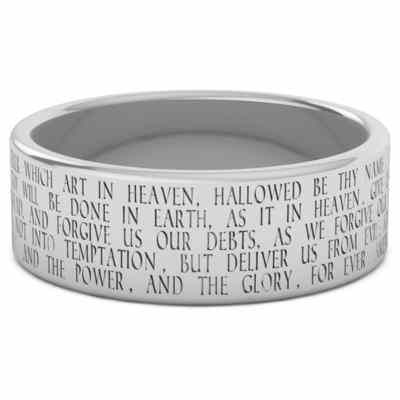 The Lord s Prayer "Hallowed Be Thy Name" Ring 14K White Gold -  - WEDJR-2W
