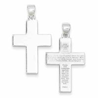 The Lord's Prayer Plain and Polished Cross Pendant, Stelring Silver
