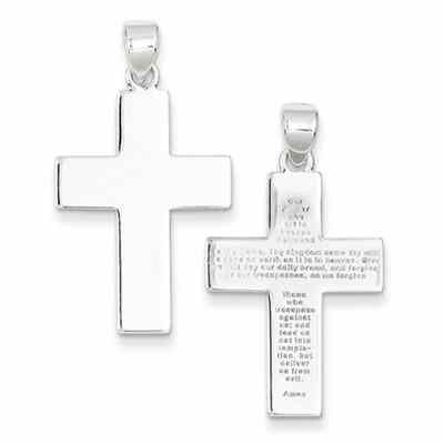 The Lord s Prayer Plain and Polished Cross Pendant, Stelring Silver -  - QGCR-QC6661