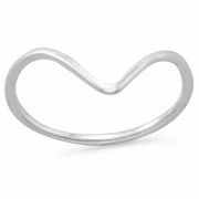 Thin Crescent Silver V Ring