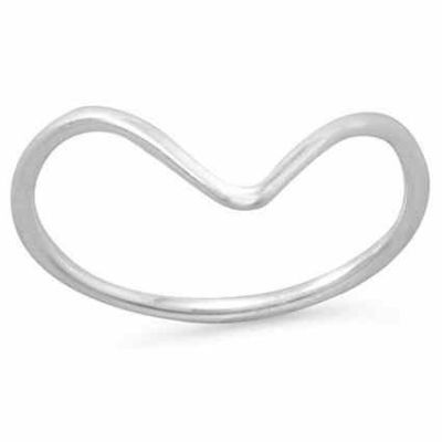 Thin Crescent Silver V Ring -  - MMARG-83627