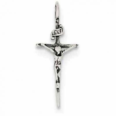 Thin Crucifix Pendant, Sterling Silver -  - QGCR-QC5411
