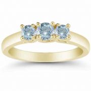 Three Stone Aquamarine Ring, 14K Yellow Gold