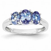 Three-Stone Oval Tanzanite Ring in Sterling Silver Three-Stone Oval Tanzanite Ring in Sterling Silver