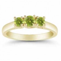 Three Stone Peridot Ring, 14K Gold Three Stone Peridot Ring, 14K Gold