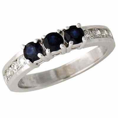 Three Stone Sapphire and Diamond Channel Set Ring -  - PRR3524SP