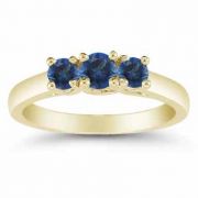Three Stone Sapphire Ring, 14K Gold