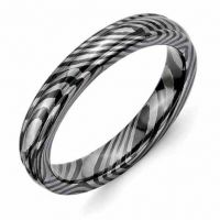 Timoku Tri-Domed Ridged Black Titanium Wedding Band Ring
