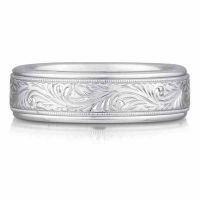 Paisley Engraved Wedding Band Ring, Sterling Silver