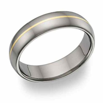 Titanium and 18K Gold Wedding Band Ring -  - Titanium-9