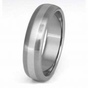 Titanium and Platinum Inlay Wedding Band Ring